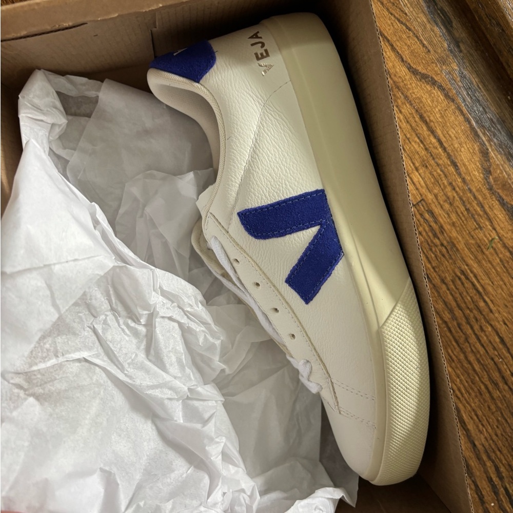 new Veja campo White and Blue Sneakers